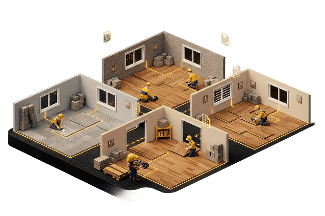 Manage flooring jobs from quote to final payment with AI